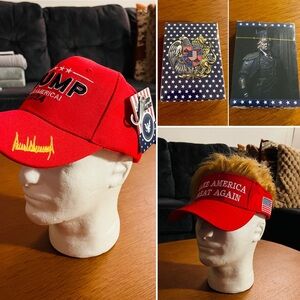MAGA Wig  Visor, Hat & Playing cards (3 items)